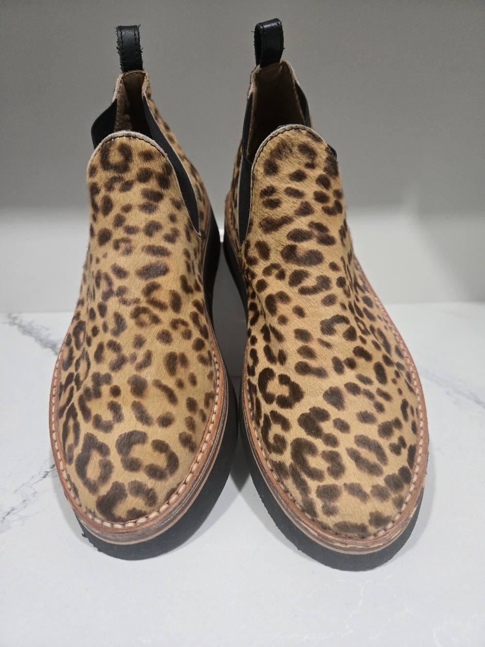 Alambra Platform Chelsea Flamingos Leopard Boot AnimalPrint Indie Sleaze Sz 37.5